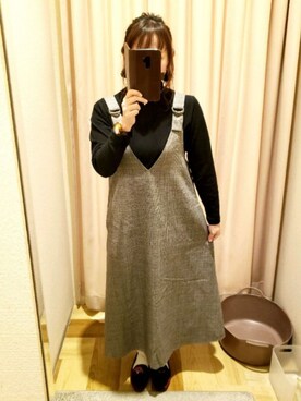 「グレンチェック」｜「アイテム（ジャンパースカート）」を使った、harumiさん（レディース・153cm）の秋コーディネート
