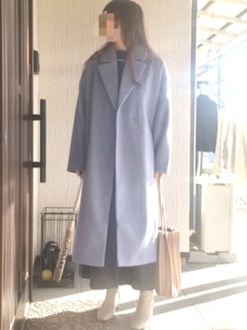「プリーツバッグ」｜「アイテム（チェスターコート）」を使った、harumiさん（レディース・154cm）の冬コーディネート