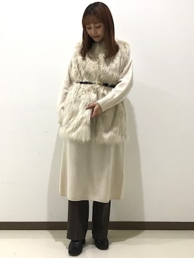 「SHIPS」｜「アイテム（ワンピース/ドレス）」を使った、吉田さん（レディース・158cm）の冬コーディネート