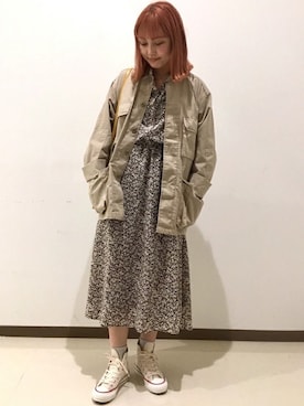 「コンバース ハイカット」｜吉田さん（レディース・158cm）の冬コーディネート