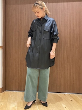 「ビッグシャツ」｜「アイテム（その他アウター）」を使った、吉田さん（レディース・158cm）の秋コーディネート