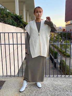 「白ブーツ」｜吉田さん（レディース・158cm）の秋コーディネート