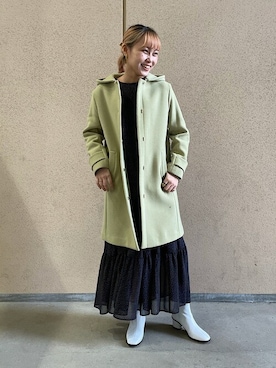 「カラーコート」｜「アイテム（ワンピース/ドレス）」を使った、吉田さん（レディース・158cm）の冬コーディネート