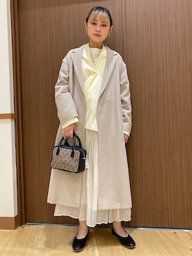 「SHIPS（シップス）のアイテム（チェスターコート）」を使った、吉田さん（レディース・158cm）の冬コーディネート