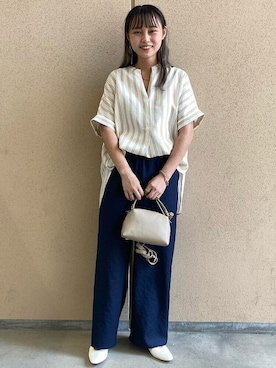 「SHIPS」｜「アイテム（その他シューズ）」を使った、吉田さん（レディース・158cm）の夏コーディネート