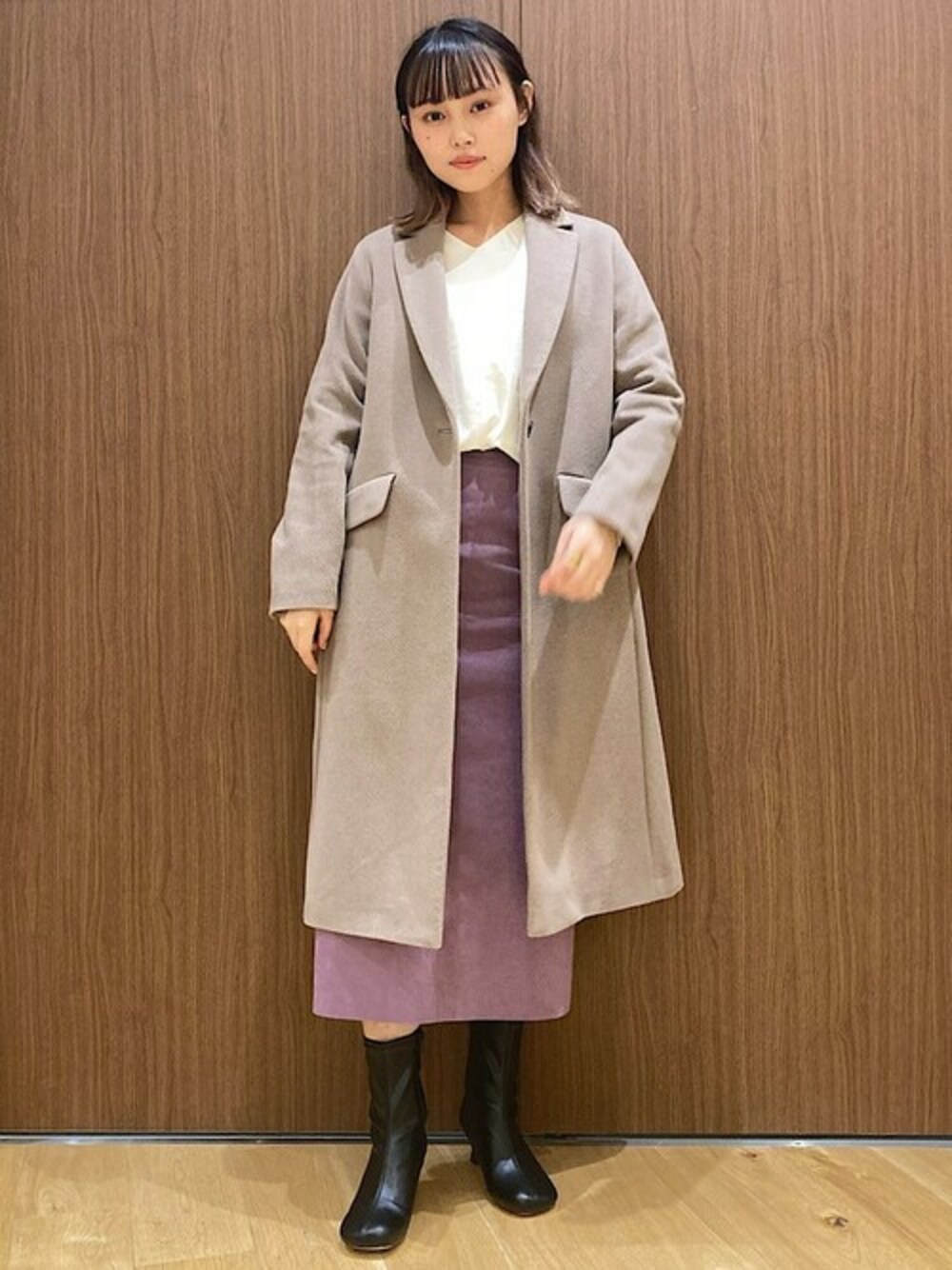 SHIPSのチェスターコート（ブラウン系）を使った人気ファッション