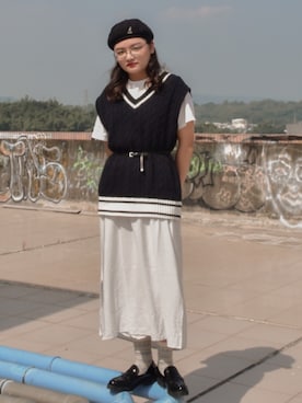 「通勤穿搭」｜「アイテム（レッグウェア）」を使った、Hsuanさん（レディース・170cm）の秋コーディネート