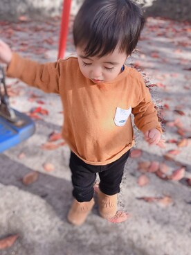 「BREEZE（ブリーズ）のアイテム（その他シューズ）」を使った、mimatoさん（キッズ・80cm）の秋コーディネート
