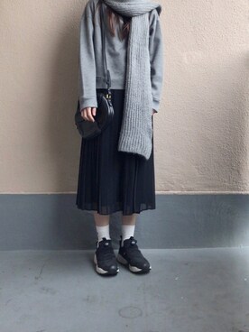 「ニットマフラー」｜yugaさん（レディース・158cm）の冬コーディネート