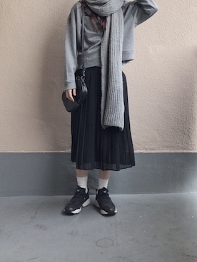 「ニットマフラー」｜yugaさん（レディース・158cm）の冬コーディネート