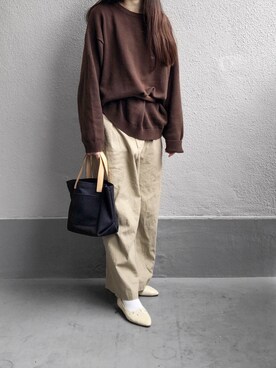 「ブラウンニット」｜「アイテム（パンプス）」を使った、yugaさん（レディース・158cm）の冬コーディネート