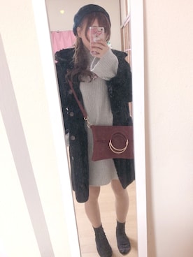 「one after another NICE CLAUP（ワンアフターアナザーナイスクラップ）のアイテム（ムートンコート）」を使った、さらおさん（レディース・160cm）の冬コーディネート