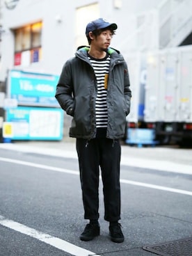 「Design Tshirts Store graniph（デザイン　ティーシャツ　ストア　グラニフ）のアイテム（ブルゾン）」を使った、しゅんやさん（メンズ・168cm）の冬コーディネート