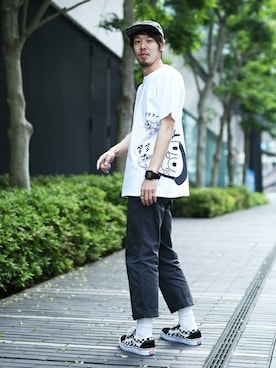 「Design Tshirts Store graniph（デザイン　ティーシャツ　ストア　グラニフ）のアイテム」を使った、しゅんやさん（メンズ・168cm）の夏コーディネート