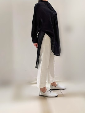 「Libra Cue（リブラ キュー）のアイテム（スラックス）」を使った、anrsaさん（レディース・160cm）の春コーディネート