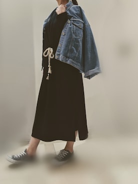 「Libra Cue（リブラ キュー）のアイテム（デニムジャケット）」を使った、anrsaさん（レディース・160cm）の春コーディネート