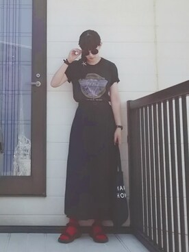 「MARGARET HOWEEL」｜「アイテム（スカート）」を使った、miminyさん（レディース・171cm）の夏コーディネート