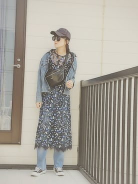 「デニムonデニム」｜「アイテム（ワンピース/ドレス）」を使った、miminyさん（レディース・171cm）の春コーディネート