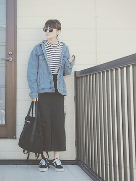 「DHOLIC（ディーホリック）のアイテム（デニムジャケット）」を使った、miminyさん（レディース・171cm）の春コーディネート