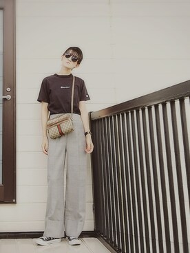 「チドリ柄」｜「アイテム（スラックス）」を使った、miminyさん（レディース・172cm）の秋コーディネート
