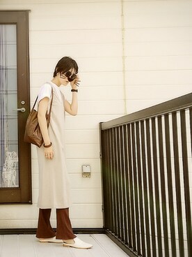 「Hanes」｜「アイテム（ワンピース/ドレス）」を使った、miminyさん（レディース・172cm）の秋コーディネート