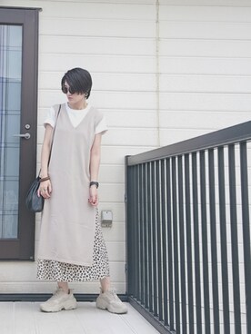 「Hanes」｜「アイテム（ワンピース/ドレス）」を使った、miminyさん（レディース・172cm）の秋コーディネート