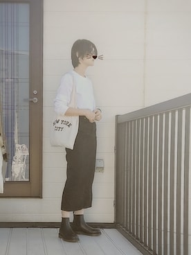 「Hanes」｜「アイテム（ブーツ）」を使った、miminyさん（レディース・172cm）の秋コーディネート