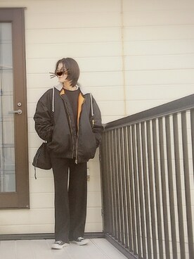 「DHOLIC（ディーホリック）のアイテム（MA-1）」を使った、miminyさん（レディース・172cm）の冬コーディネート