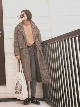 「DHOLIC（ディーホリック）のアイテム（チェスターコート）」を使った、miminyさん（レディース・172cm）の冬コーディネート