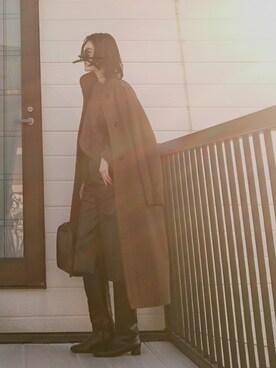 「ハーフパンツ」｜「アイテム（チェスターコート）」を使った、miminyさん（レディース・172cm）の冬コーディネート