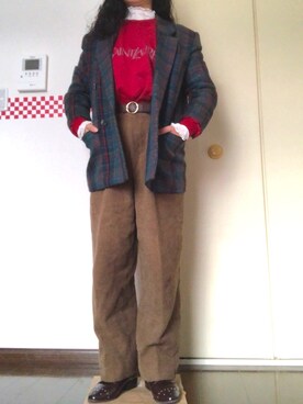 「Yves Saint Laurent（イヴサンローラン）のアイテム（スウェット）」を使った、まもさん（レディース・158cm）の冬コーディネート