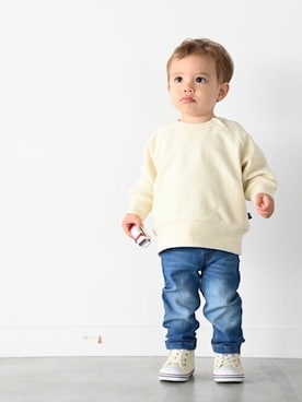 「アイテム（デニムパンツ）」を使った、PUPPAPUPOさん（キッズ・79cm）の秋コーディネート