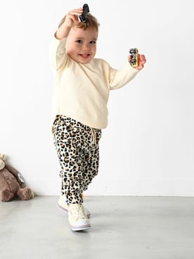 「アイテム（スウェットパンツ）」を使った、PUPPAPUPOさん（キッズ・79cm）の秋コーディネート