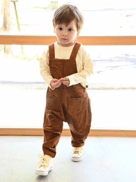 「PUPPAPUPO（プッパプーポ）のアイテム（オールインワン・サロペット）」を使った、PUPPAPUPOさん（キッズ・96cm）の秋コーディネート