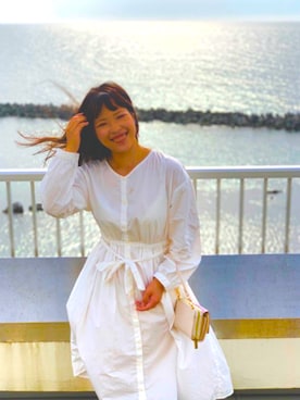 「ehka sopo（エヘカソポ）のアイテム（シャツワンピース）」を使った、み。さん（レディース・153cm）の夏コーディネート
