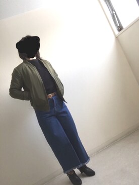 「SpRay（スプレイ）のアイテム（MA-1）」を使った、プチプラりったんさん（レディース・158cm）の冬コーディネート