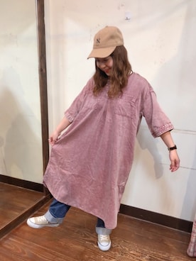 「CUBE SUGAR（キューブシュガー）のアイテム（シャツワンピース）」を使った、mai.yさん（レディース・153cm）の春コーディネート