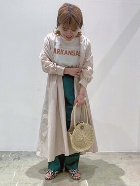 「LAKOLE（ラコレ）のアイテム（シャツワンピース）」を使った、なつあんさん（レディース・153cm）の春コーディネート