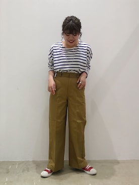 「LAKOLE（ラコレ）のアイテム（チノパンツ）」を使った、なつあんさん（レディース・153cm）の夏コーディネート