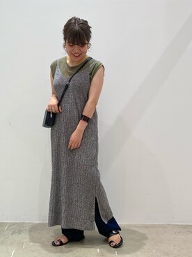 「ニットキャミソール」｜「アイテム（ワンピース/ドレス）」を使った、なつあんさん（レディース・153cm）の夏コーディネート