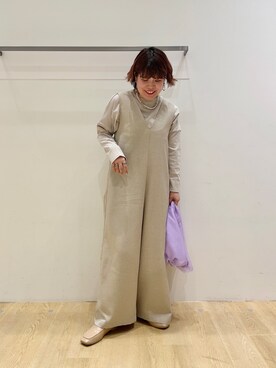 「LAKOLE（ラコレ）のアイテム（サロペット/オーバーオール）」を使った、なつあんさん（レディース・153cm）の春コーディネート