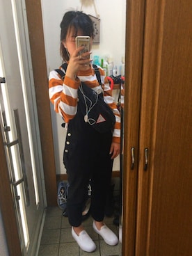 「Sunnyday」｜「アイテム（サロペット/オーバーオール）」を使った、rieさん（レディース・154cm）の春コーディネート