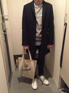 「JOURNAL STANDARD relume（ジャーナルスタンダード　レリューム）のアイテム（チェスターコート）」を使った、kennnnさん（メンズ・166cm）の春コーディネート