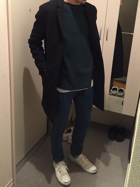 「JOURNAL STANDARD relume（ジャーナルスタンダード　レリューム）のアイテム（チェスターコート）」を使った、kennnnさん（メンズ・166cm）の春コーディネート