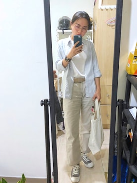 「NET（ネット）のアイテム（パンツ）」を使った、萩さん（レディース・160cm）の秋コーディネート