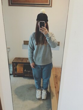 「kvell（ケベル）のアイテム（帽子）」を使った、しゅうさん（レディース・152cm）の春コーディネート