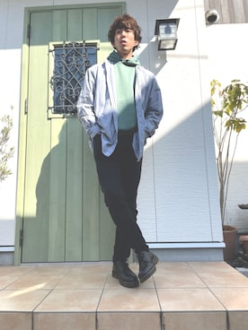 「LAKOLE（ラコレ）のアイテム（パーカー）」を使った、たたみさん（メンズ・181cm）の冬コーディネート