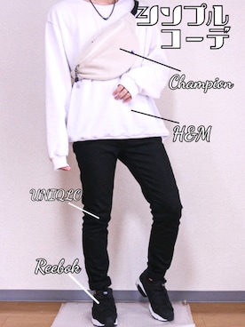 「Champion（チャンピオン）のアイテム（ボディバッグ/ウエストポーチ）」を使った、Yuu さん（メンズ・174cm）の秋コーディネート