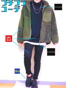 「UNIQLO（ユニクロ）のタートルネックT（長袖）（Tシャツ/カットソー）」を使った、Yuu さん（メンズ・174cm）の冬コーディネート