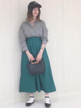 「Green　Parks（グリーンパークス）の・ウッドハンドルショルダ-バッグ（ショルダーバッグ）」を使った、hikaruさん（レディース・161cm）の冬コーディネート